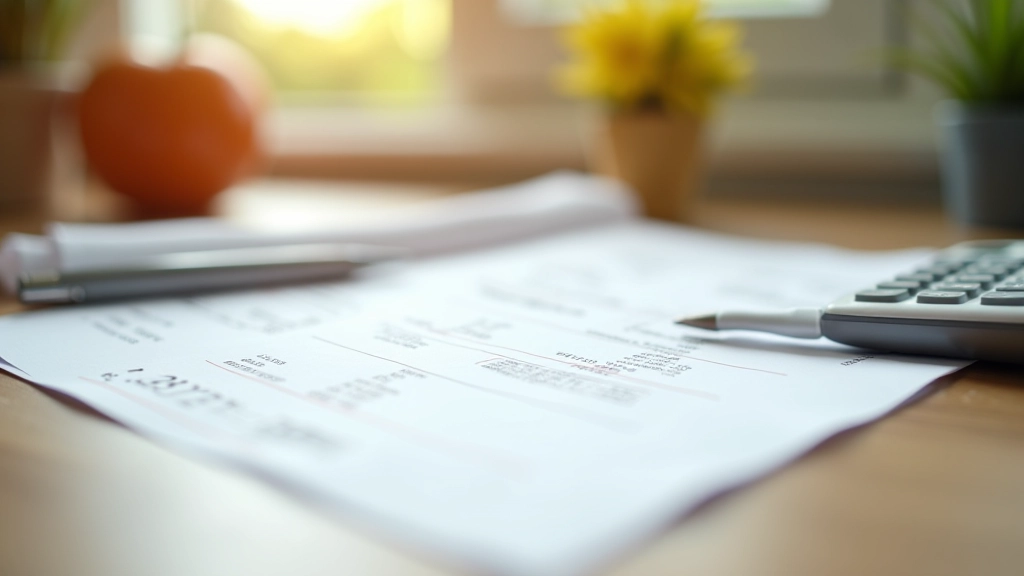 Reçus de magasin et calculatrice sur une table en bois avec un stylo